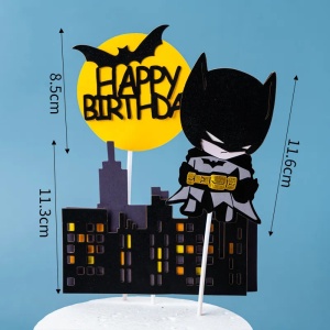 Set Decoratiuni Tort Batman Happy Birthday cu Skyline TOP215