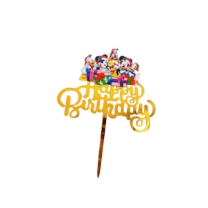 Topper Tort Mickey si Prietenii Happy Birthday Auriu Oglinda TOP205