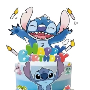 Topper Tort Stitch Happy Birthday Mesaj Colorat Aniversare TOP177