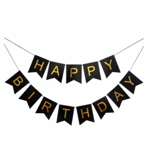 Banner Happy Birthday Negru - Img 2