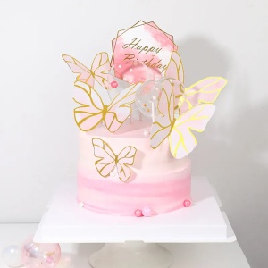 Decoratiune Tort Delicate Pink Butterflies - Img 2