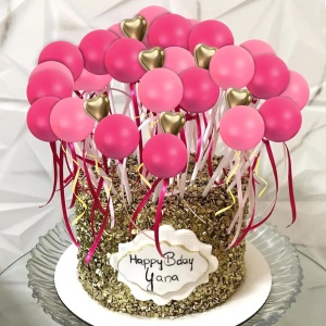 Decoratiune Tort Elegant Pink Balloons - Img 3