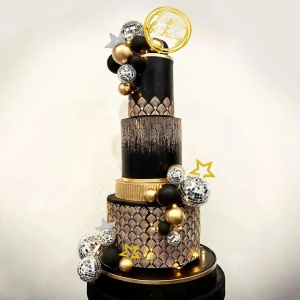 Decoratiune Tort Premium Gold Black Disco Party TOP112 - Img 4