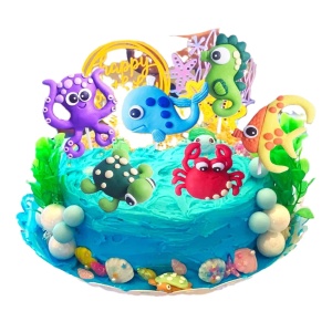 Decoratiuni Tort Tematica Oceanica cu Animale Marine si Accesorii - Img 4