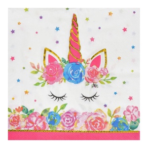 Set 12 Servetele Pentru Petrecere Flower Unicorn - Img 2