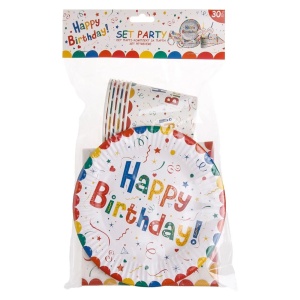 Set Accesorii Masa Petrecere Happy Birthday Multicolore DECO9 - Img 2
