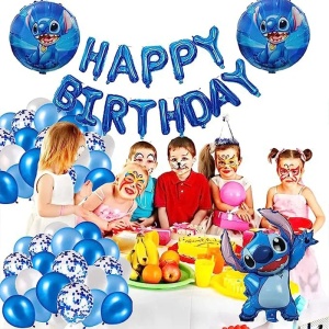Set Baloane Aniversare Happy Birthday Tematica Stitch Albastru SET309 - Img 4