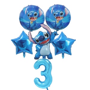 Set Baloane Aniversare Stitch Albastru Cifra 3 SET311-3