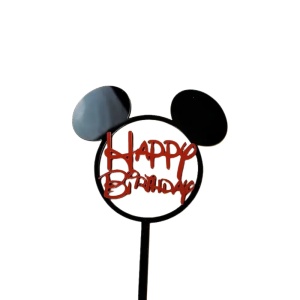 Topper Tort Mickey Mouse Happy Birthday Negru Rosu Decor Party TOP144