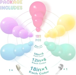 Arcada Baloane Botez Pastel Multicolore 145 Piese - Img 2