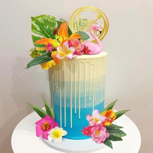 Decoratiune Tort Flamingo Tropical Pentru Aniversari Elegante