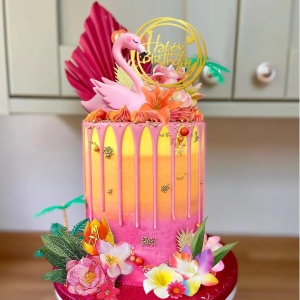 Decoratiune Tort Flamingo Tropical Pentru Aniversari Elegante - Img 3