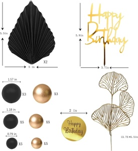 Decoratiune Tort Premium Black Gold Elegance TOP119 - Img 2