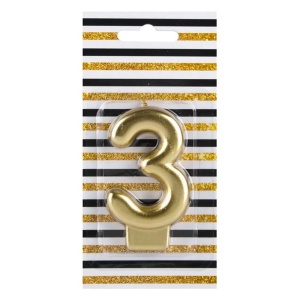 Lumanare Zi De Nastere Cifra 3 Gold - Img 2