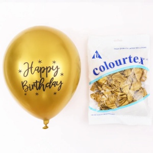 Set 10 Baloane Gold Chrome Happy Birthday