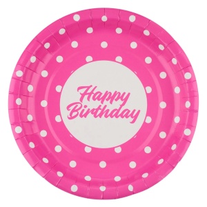 Set 10 Farfurii Petrecere Roz Cu Buline 18 cm - Img 2