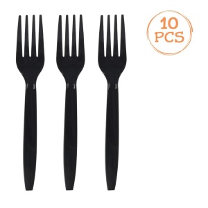 Set 10 Furculite Din Plastic Pentru Petrecere Negre TAC34