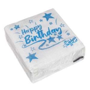 Set 40 Servetele Happy Birthday Cu Stelute Albastre SRV72 - Img 3