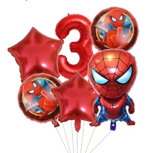 Set 6 Baloane Aniversare 3 Ani Spiderman Rosu SET324-3