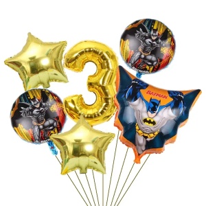 Set Baloane Aniversare 3 Ani Tematica Batman Auriu SET316-3