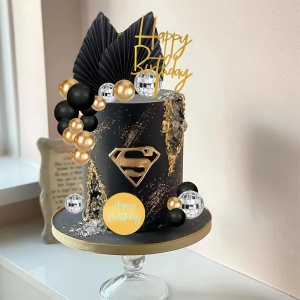 Set Decor Tort Aniversar Gold Black Deluxe TOP133