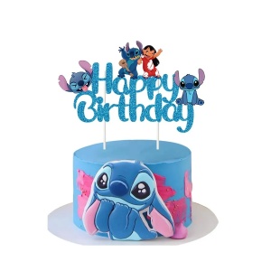 Topper Tort Lilo Stitch Happy Birthday Decor Tematic Petrecere TOP148
