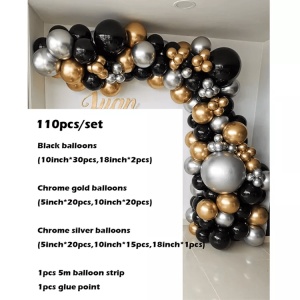 Arcada Baloane Chromate Negru Gold Silver 108 Piese - Img 3