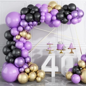 Arcada Baloane Mov Negru Gold Aniversare Majorat Evenimente 122 Piese