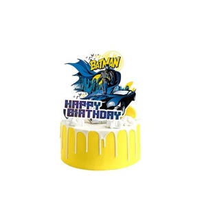 Decoratiune Tort Batman Happy Birthday cu Batmobil TOP216