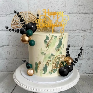 Decoratiune Tort Evenimente Negru Gold Verde TOP123 - Img 4