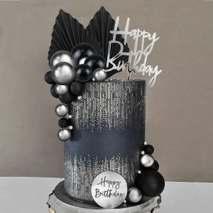 Decoratiune Tort Premium Black Silver Elegance TOP118
