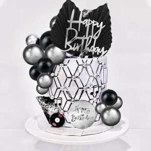 Decoratiune Tort Premium Black Silver Elegance TOP118 - Img 4