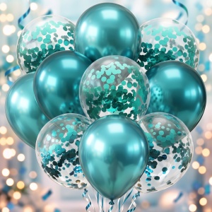 Set 10 Baloane Verde Chrome Confetti