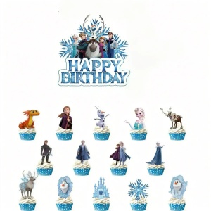 Set 15 Toppere Tort Elsa Anna si Olaf Personaje Regatul Inghetat TOP190
