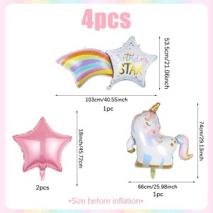 Set 4 Baloane Unicorn Rainbow - Decor Magic Petrecere SET332 - Img 2
