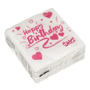 Set 40 Servetele Happy Birthday Cu Inimioare - Img 3