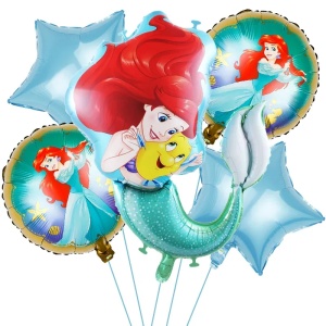 Set 5 Baloane Folie Mica Sirena Ariel - Decor Aniversar SET323