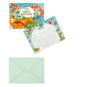 Set 6 Invitatii Petrecere Si Pliculete Dinozaur