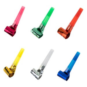 Set 6 Suflători Petrecere Metalizate Multicolore – 6 cm