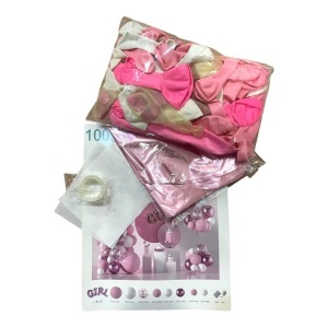 Set Arcada Baloane Roz si Alb cu Text Girl 100 Piese ARC207 - Img 3