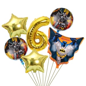 Set Baloane Aniversare 6 Ani Tematica Batman Auriu SET316-6