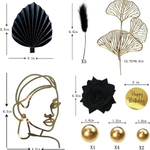 Set Decoratiuni Elegante Pentru Tort Negru si Auriu - Img 2