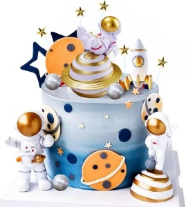 Set Figurine Topper Tort Astronaut Decor Spatial Galactic TOP138