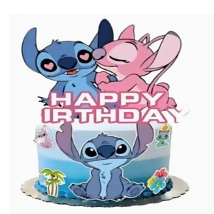 Topper Tort Stitch și Angel Happy Birthday Model Romantic TOP178