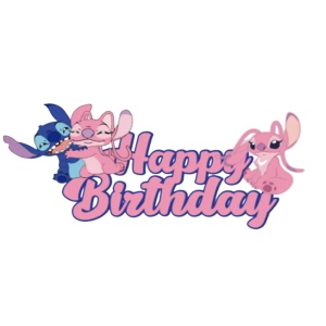 Topper Tort Stitch Si Angel Happy Birthday Roz Decor Aniversar TOP165