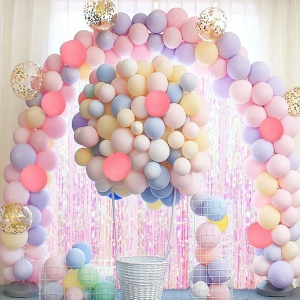 Arcada Baloane Culori Macaron 225 Piese + 2 Perdele Decorative - Img 2