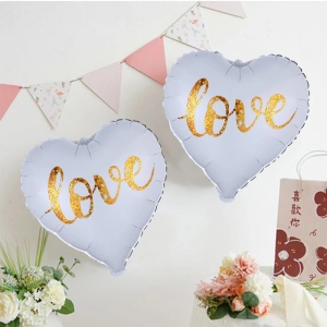 Balon Folie Inima Alba Love Gold