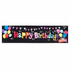 Banner Happy Birthday Colorat cu Baloane 180 x 40 cm BNR27