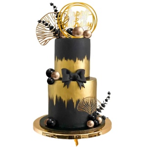 Decoratiune Tort Zi De Nastere Royal Deluxe Negru si Auriu - Img 3