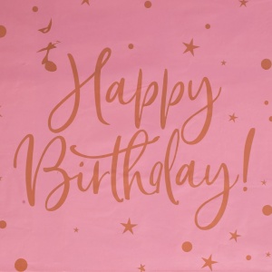 Față de Masă Petrecere Happy Birthday Roz cu Baloane Aurii – 180 x 120 cm - imagine 3